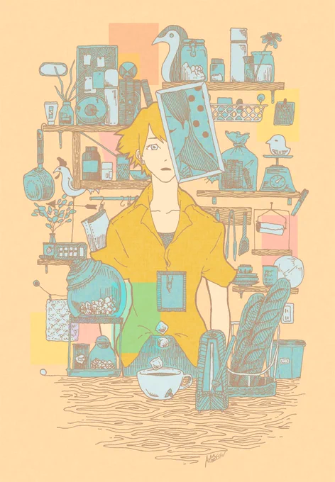  お仕事募集中 色んなもの、要素を詰め込んだ絵を描いています。装画や贈り物の絵などを描かせていただいております。「あなた」や「あなたから生まれる物語」から丁寧に連想して世界を描きます。9月のご依頼、お待ちしております。#イラスト依頼 #イラスト #illust 
