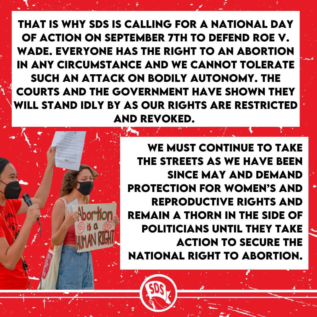 🚨National Day of Action🚨 

Reproductive rights are under attack!

The overturning of Roe v. Wade is just one of the many attacks on women’s and reproductive rights! We will continue taking the streets demanding reproductive rights for all!