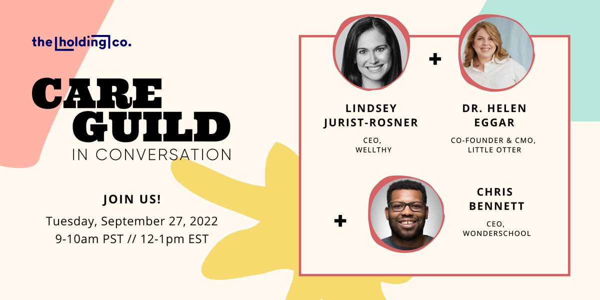 The Holding Co. (@the_holding_co) on Twitter photo Ever thought about innovating in the care space? Join us to hear about how <a href="/8ennett/">Chris Bennett (8ennett.eth)</a> built <a href="/wonderschools/">Wonderschool</a>, <a href="/LindsJR/">LindsayJurist-Rosner</a> built <a href="/WeAreWellthy/">Wellthy</a> & <a href="/Helenegger/">Helen Egger MD</a> built <a href="/LittleOtterCare/">LittleOtter</a> on 9/27 at 9am PST. RSVP here: docs.google.com/forms/d/e/1FAI… #careguild #movecareforward Ever thought about innovating in the care space? Join us to hear about how <a href="/8ennett/">Chris Bennett (8ennett.eth)</a> built <a href="/wonderschools/">Wonderschool</a>, <a href="/LindsJR/">LindsayJurist-Rosner</a> built <a href="/WeAreWellthy/">Wellthy</a> & <a href="/Helenegger/">Helen Egger MD</a> built <a href="/LittleOtterCare/">LittleOtter</a> on 9/27 at 9am PST. RSVP here: docs.google.com/forms/d/e/1FAI… #careguild #movecareforward