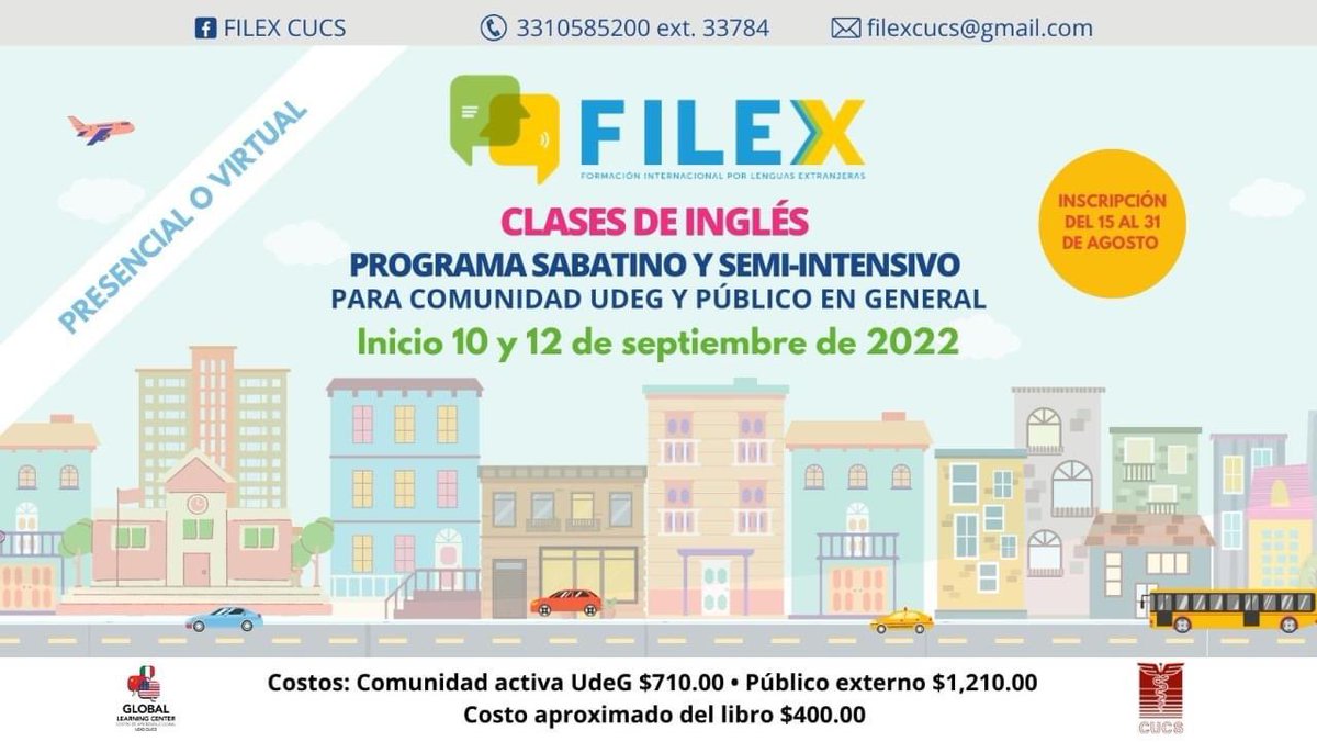 OficialCUCS's tweet photo. ¡Atención #ComunidadCUCS!📣
¿Estás interesado en aprender o mejorar tu inglés? Te recordamos que puedes inscribirte a partir de este momento y hasta el 31 de agosto en el programa de inglés dirigido a estudiantes #UdeG 🦁 y público en general por parte del FILEX CUCS. https://t.co/ouQPPjt5J0