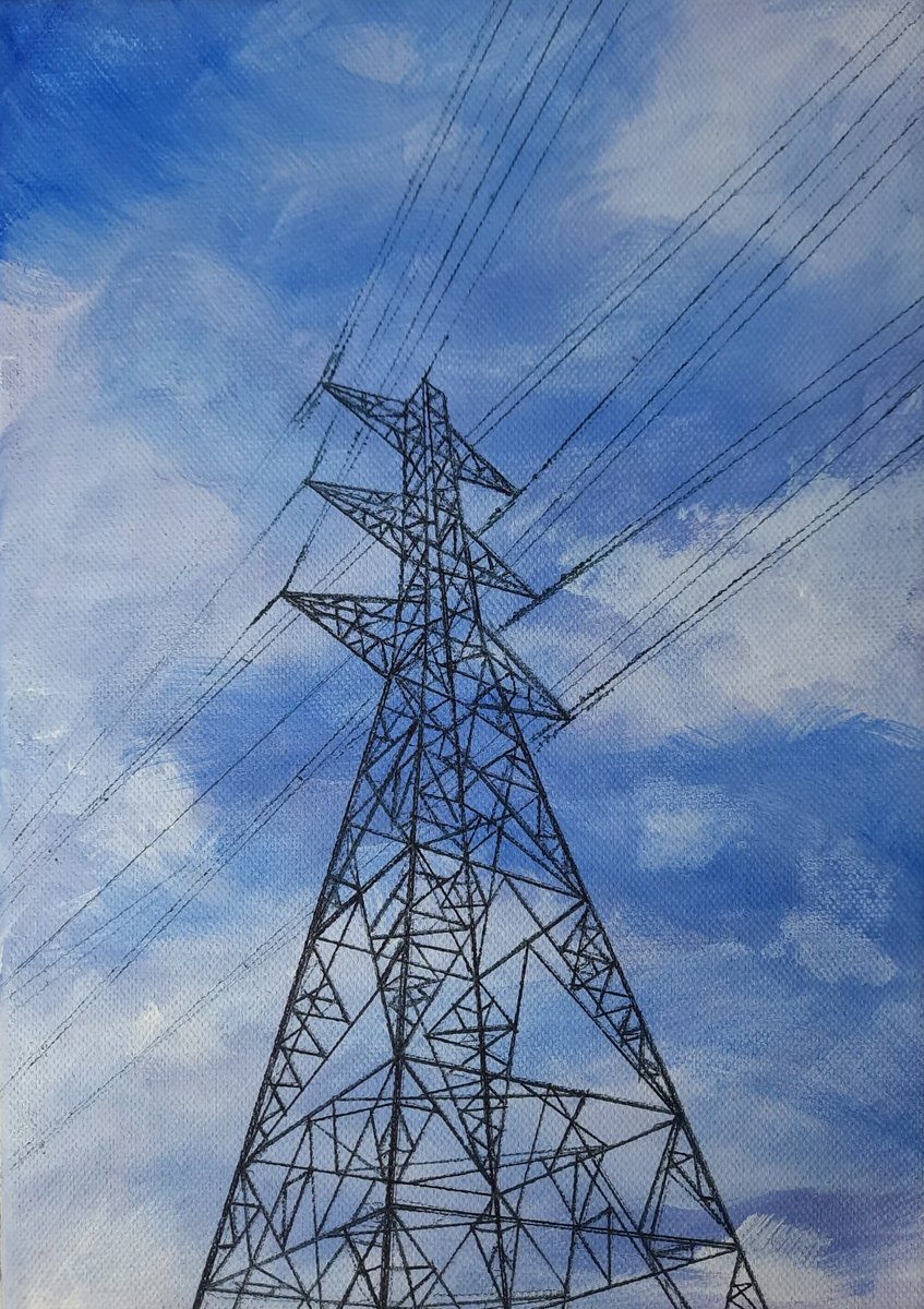 Pylon with Blue Sky Acrylic on canvas 21cm x 30cm Appreciating the good days #pylon @studio_pylon @Pylonassoc @pylonfan1 @pylonofthemonth @jpylon @PylonPenwortham @PylonsofNZ @FromPylons @pylonpeople