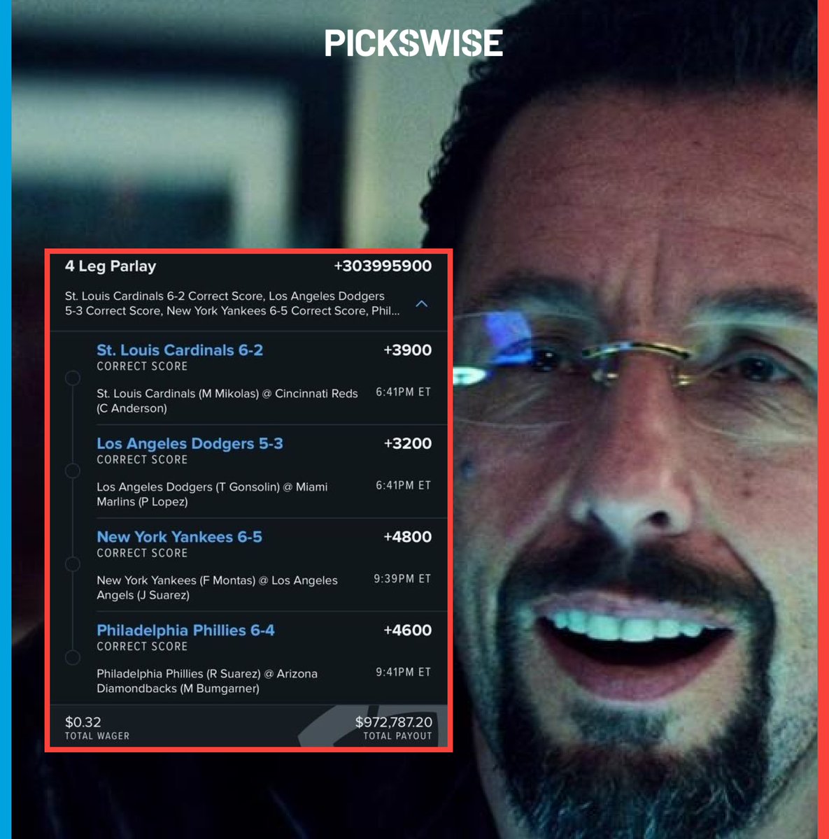 $0.32 ➡️ $972,787.20 🤯

This <a href="/FDSportsbook/">FanDuel Sportsbook</a> bettor is looking to hit one of the CRAZIEST parlays EVER

(via IG/codytaylor_444)