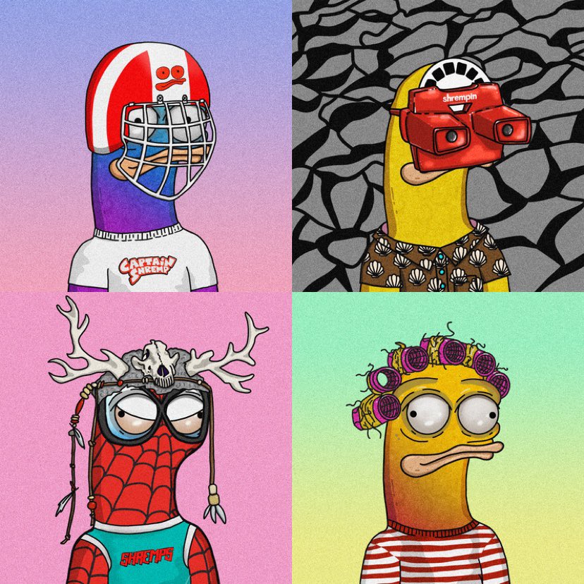 Giving away 4x Shremps NFT 👀

Floor price is 2.6 $SOL 🎁

To enter follow &amp; RT ~ 24 hours ⏰