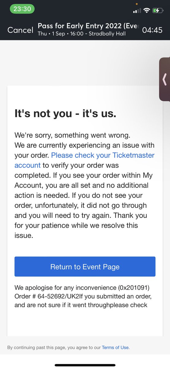 DarrClar's tweet photo. @TMIrelandHelp Repeatedly getting this issue when I try to buy an early entry pass for EP https://t.co/5hLA7pvUeA
