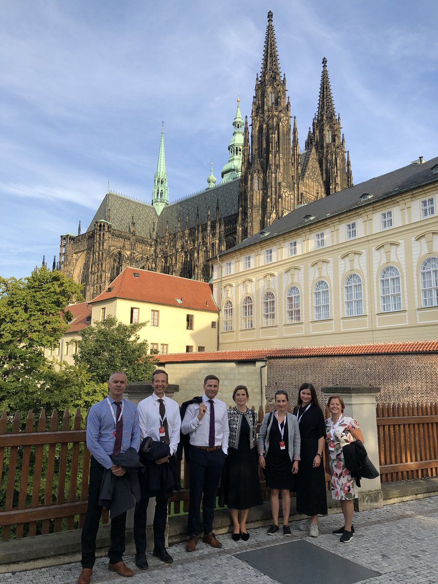 ErikaEllamaa's tweet photo. Estonian delegation led by Minister Pevkur on its way to EU Defence Ministers informal meeting. Thank you, beautiful Prague, for hosting us so well! #hpevkur #AEEL #kaitseministeerium #CZPRES https://t.co/g0qqUBNRNm