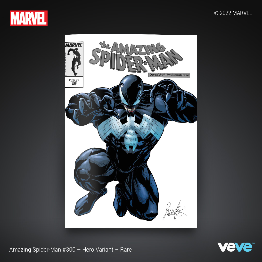 veve_official's tweet photo. Get a closer look at the VeVe-Exclusive Rare &amp; Ultra Rare covers by @SalvadorLarroca and @delgaduck for @Marvel’s Amazing Spider-Man #300! 

Super Limited Edition drops Tue, 30 Aug at 8AM PT in blind box format: https://t.co/7sXHI9vKaW

#MARVELxVeVe https://t.co/I3zTvircEC