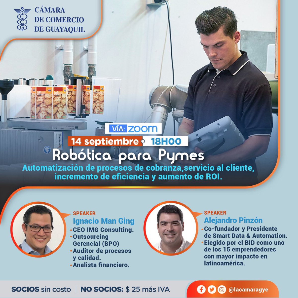 No te pierdas: Robótica (RPA) para la eficiencia administrativa de <a href="/lacamaragye/">Cámara de Comercio de Guayaquil</a> 14 d sept.

Pequeñas y grandes empresas, todas con tecnología accequible, aumentan su eficiencia de manera exponencial con la robótica.

Link de registro 👇:
tinyurl.com/ccgregistrorpa

Los esperamos!