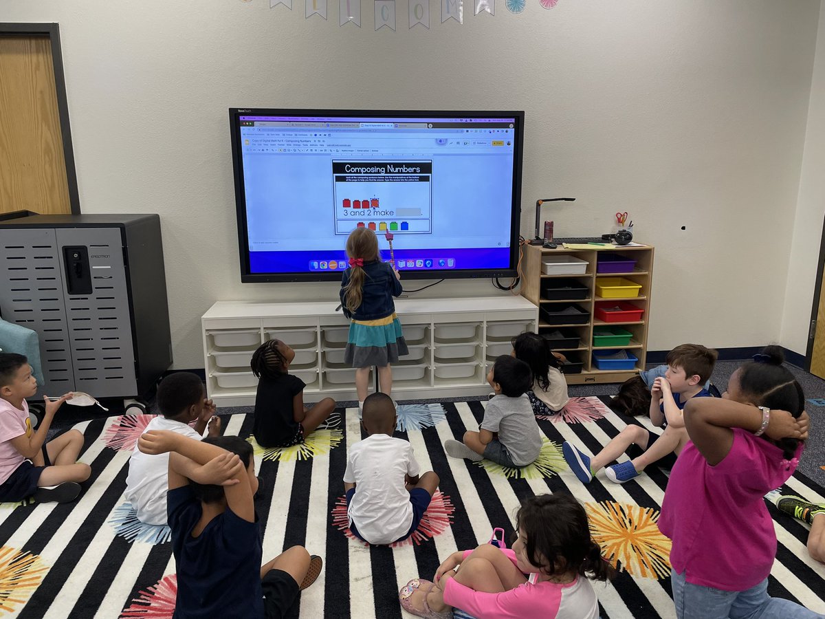 Introducing comping and decomposing numbers with an interactive slide. The kids loved it!!! ❤️ #wearemcneil #Kindergarten