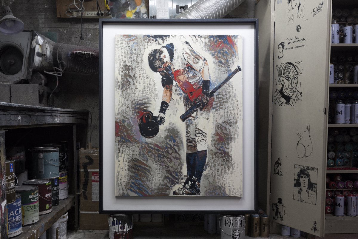 _acodd's tweet image. Congratulations on your legendary career 🥋

“The Bow”
Spray Paint on Plywood, Matted &amp;amp; Framed
Portrait of #IchiroSuzuki 
43.5” x 53.5”