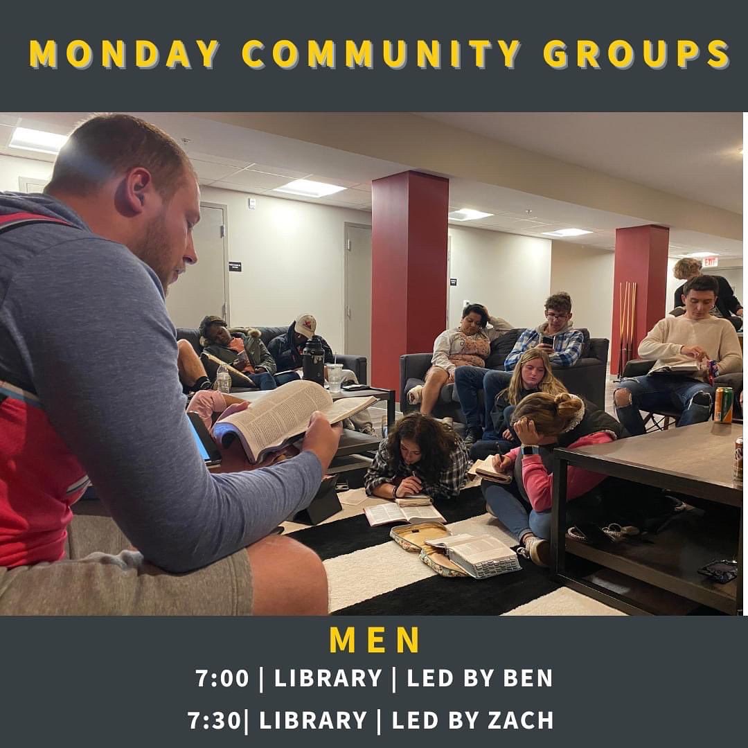 ballstatecru's tweet photo. We have Community Groups starting this week! https://t.co/VhX6RmWLR6