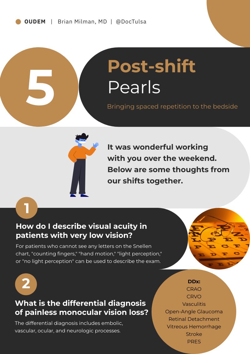 DocTulsa's tweet photo. I saw quite a few patients with flashes, floaters, and vision loss over the weekend. Here is an EM ophthalmology-focused #PostshiftPearls! @OUEmergencyMed #MedTwitter #MedEd #EMBound https://t.co/IORAgs40IC