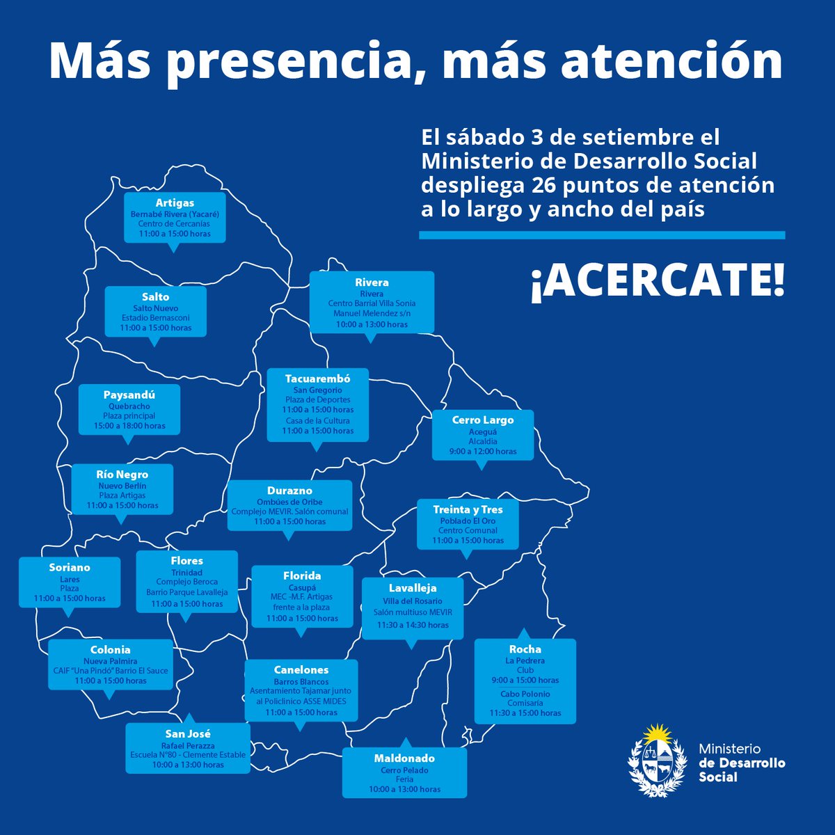 El sábado 3 de setiembre de 11 a 15 estaremos en el Salón Comunal de MEVIR Ombúes de Oribe. También visitaremos Pueblo Álvarez. Los esperamos!!!