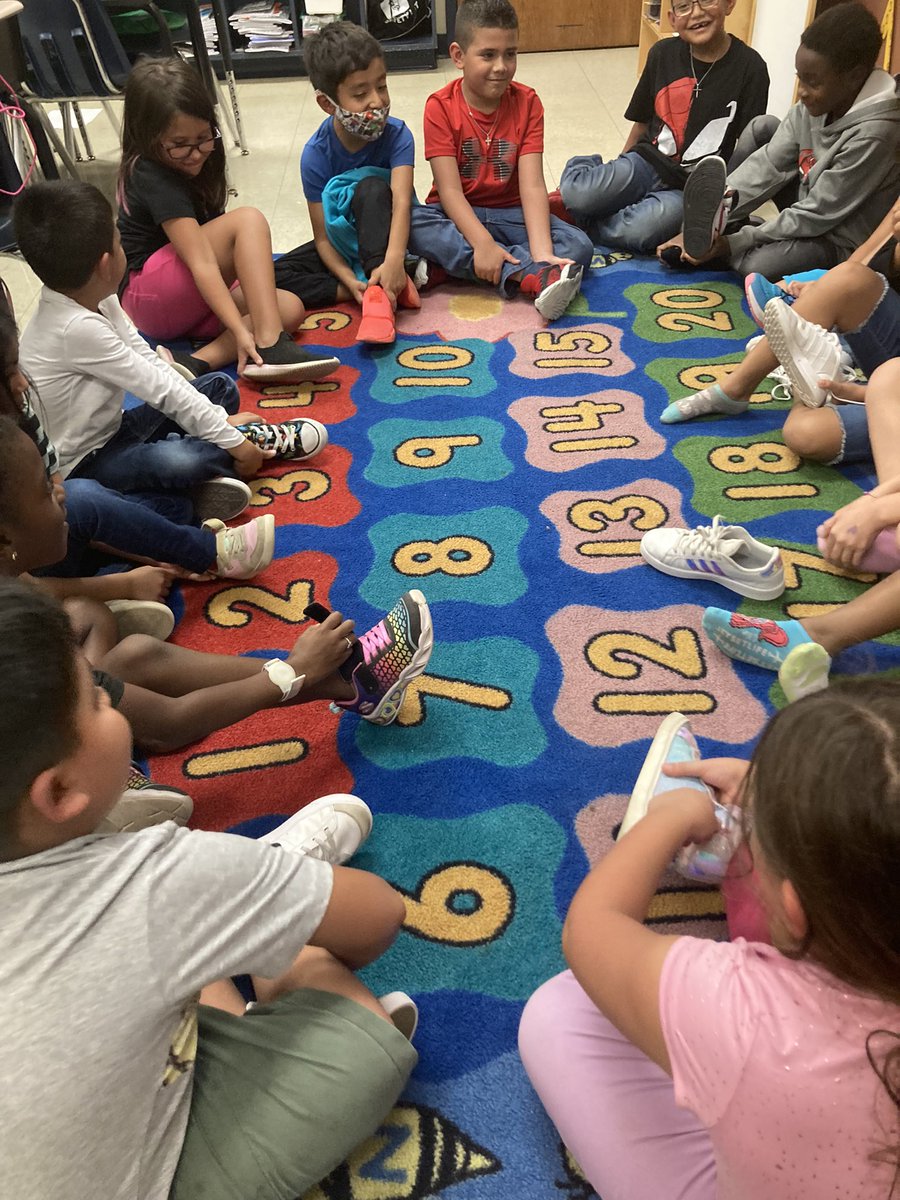 swisd_swe's tweet photo. Today for science in 2nd grade, the kiddos practiced using multiple characteristics to classify matter by using their shoes. They had a lot of fun and ended up making their own groups (colored with no laces, black and white with or without laces, colored with laces)🤩 #RootEdSWE https://t.co/anCJxH1rqD