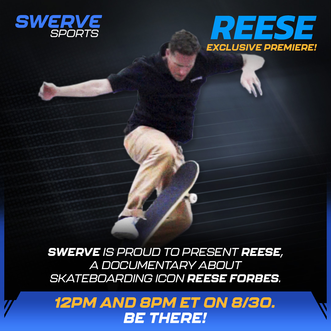SwerveCombat's tweet photo. WORLD PREMIERE! Swerve is proud to present Reese, a documentary about skateboarding icon Reese Forbes. 12pm and 8pm ET on 8/30. Be there! @reeseforbes10 #skateboarding https://t.co/NoAeP7KlYQ