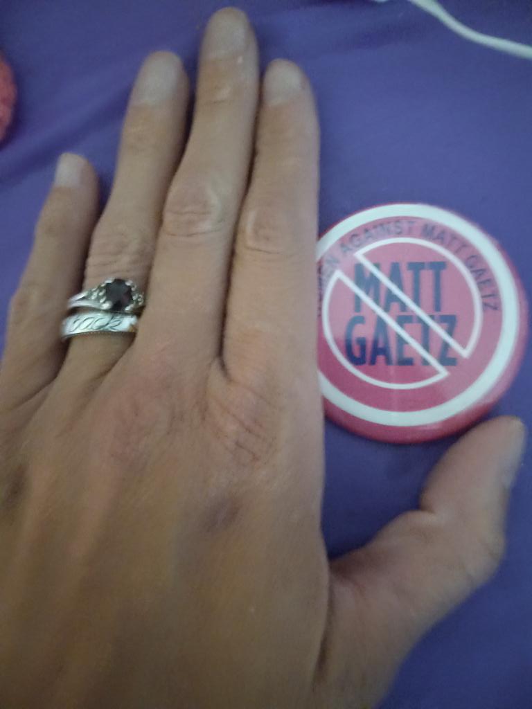 PensacolaHippie's tweet photo. Happily married 💕💓💗 @WomenAgainstMG . New ##WAMG bling. #notathumb https://t.co/HuoMfMe8Xu