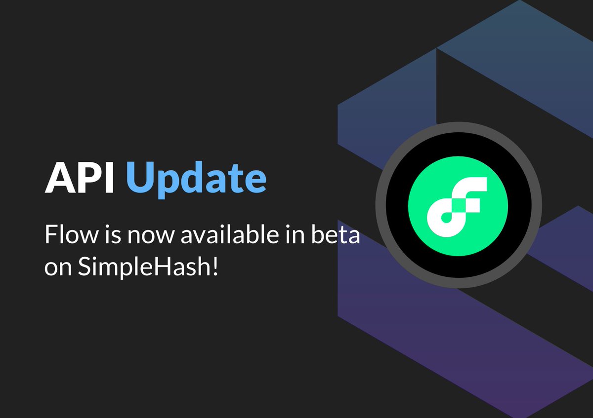 SimpleHashInc's tweet image. 🚨 FLOW IS LIVE ON SIMPLEHASH (BETA)🚨

We're so excited to announce that our NFT API endpoints are available in beta for @flow_blockchain

@SimpleHashInc offers the easiest way for devs to get NFT metadata, media &amp;amp; tx history into their apps!

👇