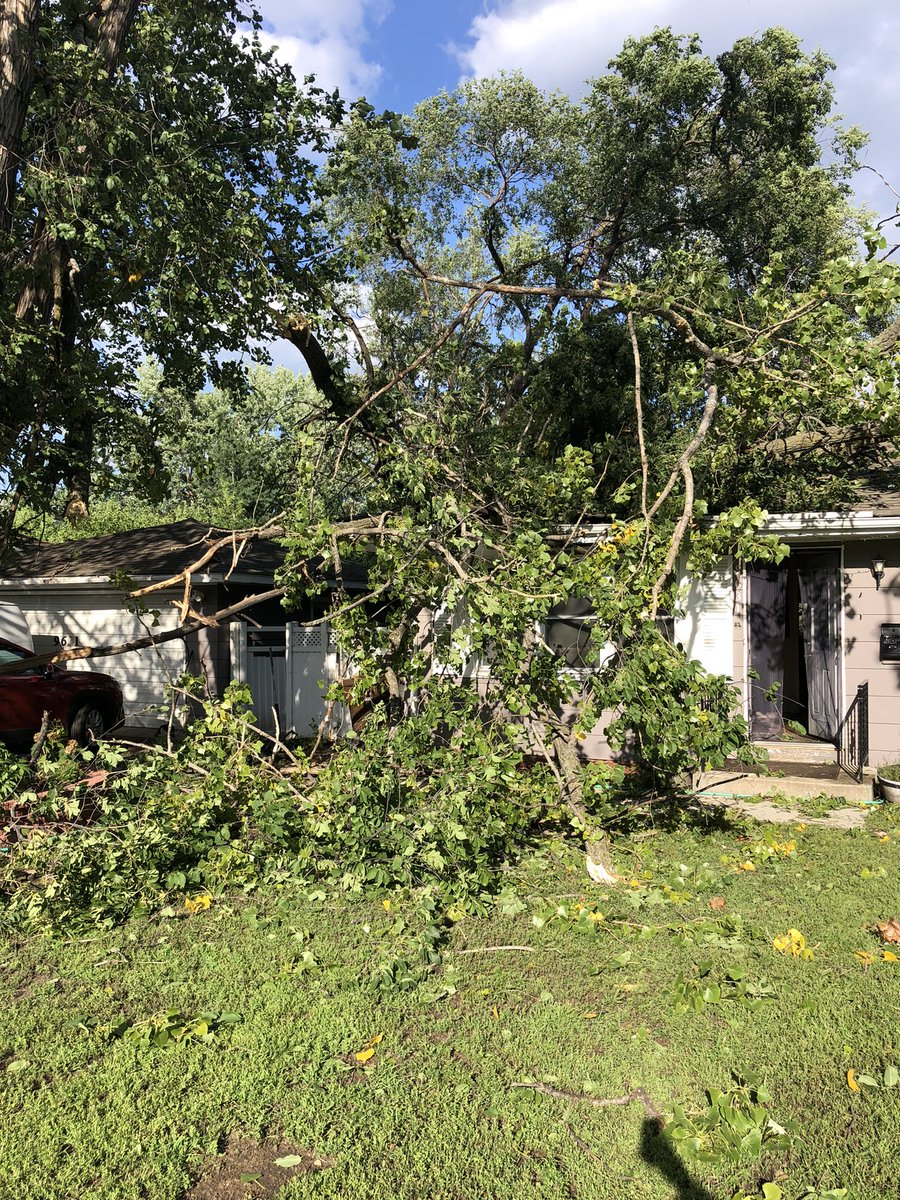 BFD_MN's tweet photo. 9600 block of Portland &amp; Oakland Avenues without power after a large tree was blown down late this afternoon. Two homes with significant structural damage. Also, damage to power pole &amp; power lines to numerous homes. @XcelEnergyMN on scene working to restore power. No injuries. https://t.co/Ae4xbz88rS
