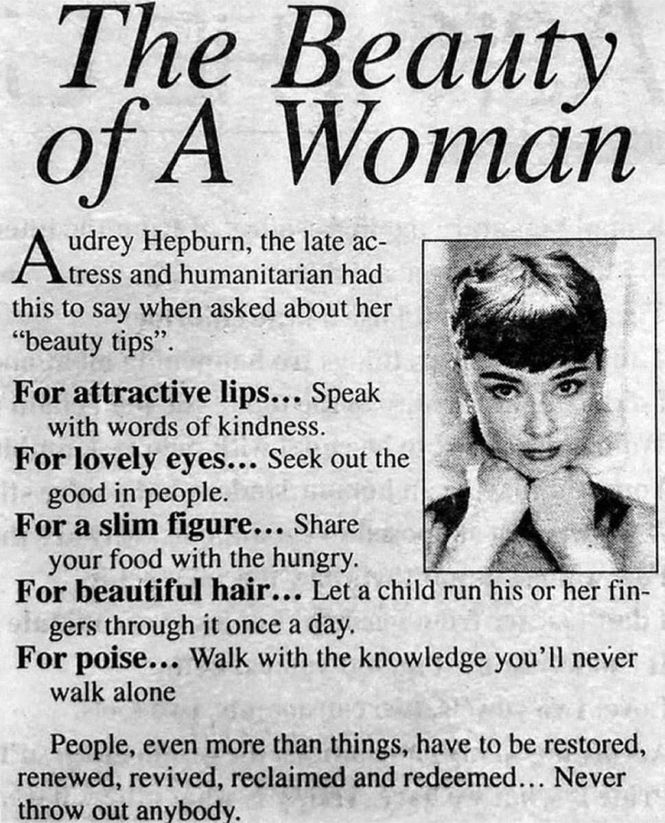 historyinmemes's tweet photo. “The Beauty of A Woman” By Audrey Hepburn https://t.co/3OSe2g9Dig
