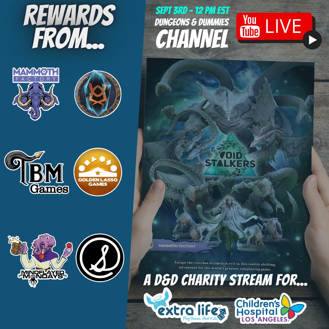 ITS ALMOST HERE!

Come join us this Saturday at 9am PST / 12pm EST for a charity one shot to benefit a ExtraLife and help change children's lives. We have some INCREDIBLE partners offering a ton of rewards for donations as well as opportunities for YOU to influence the game!