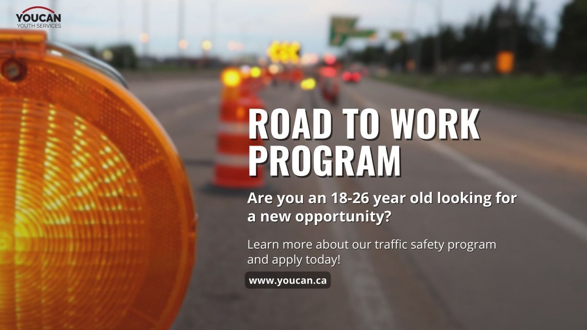 YOUCANEdmonton's tweet photo. Are you an 18-26 year old looking for a new opportunity? YOUCAN Youth Services is recruiting for our Road to Work program in partnership with @atstraffic. 

👉🏼View information and application details here. https://t.co/GR0uevIC4I

#yegjobs #yeg #roadsafety #OurSupportTheirSuccess https://t.co/Kz6ifuxjDn