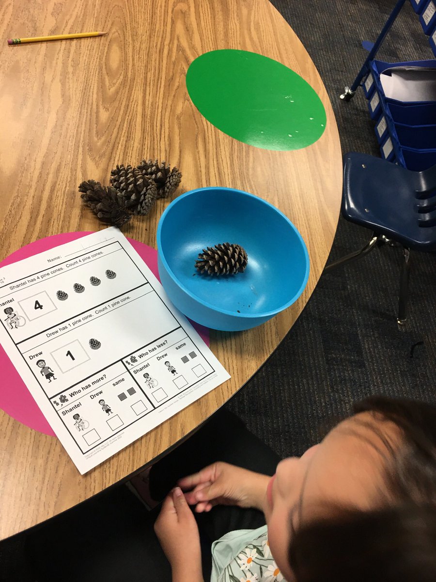 We are enjoying our camping unit this month! Today we used pine cones as math manipulatives while counting and adding. We expanded our vocabulary by using new adjectives to describe our pine cone pile! Bringing in the real world into our classroom <a href="/KreinhopKISD/">Kreinhop Elementary</a> #KISDTeamSpEdP2P