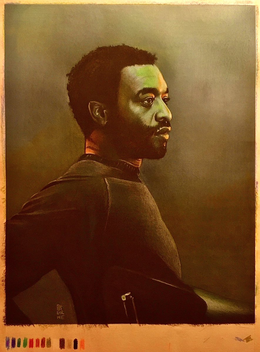 Ian’s drawing of Chiwetel Ejiofor, from 2016. As in this case, he usually places a palette of included colours somewhere on the margins. It’s a little quirk of his. One of many, I may add.