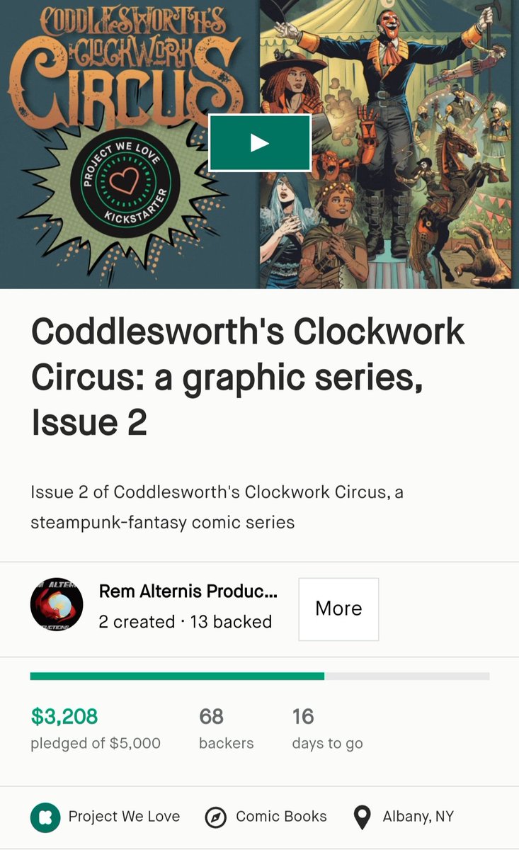 Coddlesworth's tweet photo. Maybe you've been waiting for a special, exclusive perk before backing the @Kickstarter for Coddlesworth's #ClockworkCircus?
Well. Now's your chance. Only 1 person can be the next backer. If it's you? NICE!
#IndieComics #Steampunk #DungeonsandDragons #ComicBooks #ProjectWeLove https://t.co/0PkKPNy5sh