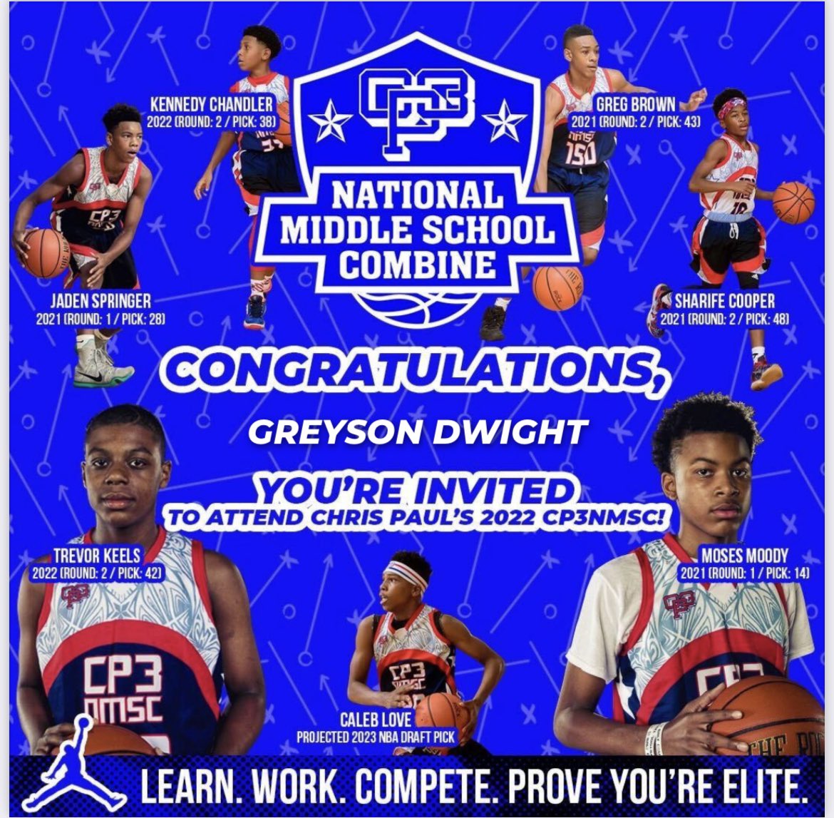 Thank you so much <a href="/CP3NMSC/">Chris Paul's CP3 National Middle School Combine</a> for the invite!🏀 If I didn’t have a football game that weekend, I would be there. <a href="/MavAthletics/">Marvin Ridge Athletics</a> <a href="/Attack365BBall/">Attack365 Basketball</a> <a href="/SkillBoostAcad/">Dexter Jenkins</a>