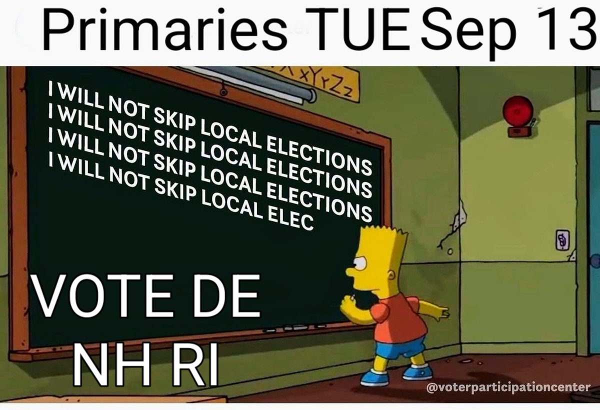 miracleguppy's tweet photo. ✅️🗳💥TUE 9/13 YOU VOTE 🌟 DE NH RI PRIMARIES💥🗳✅️
🌟Mail/ Drop Off Signed Ballot NOW
🌟 VOTE In Person TUE SEP 13
INFO:
elections.delaware.hov
https://t.co/kQ2Wmqffj7
https://t.co/CdXDuxuKgB
#PostcardsToVoters #VoteDE #VoteNH #VoteRI #VotePrimary #DropBoxNOW https://t.co/JKjd3jrpvg