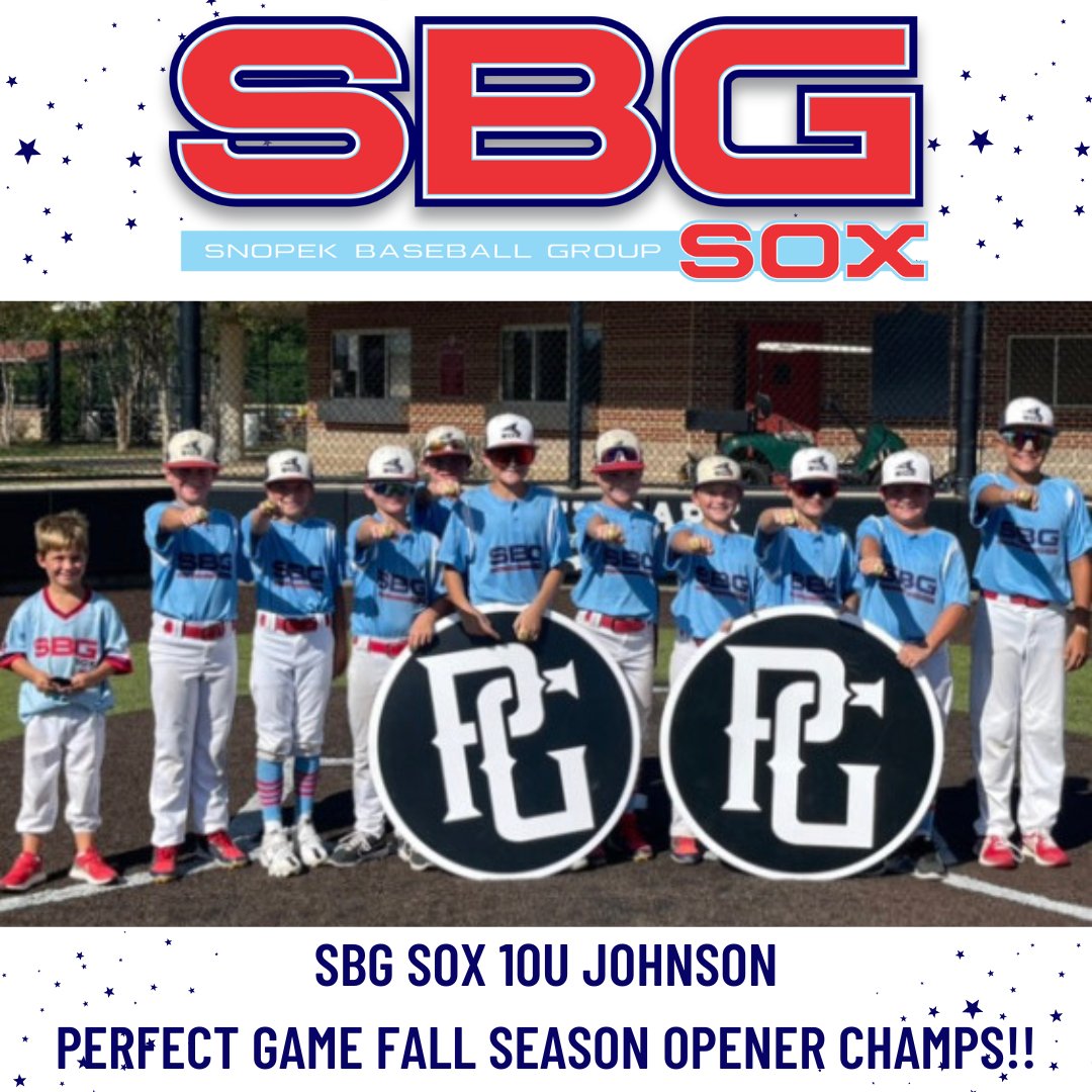 SBGsox's tweet photo. ⭐ Very proud of SBG Sox 10U Johnson on their 1st place finish this weekend in the Perfect Game Fall Season Opener!!
⭐That is Back to Back weekends with a 🏆 for this group of young men!
@PG_Tourney
#SBGSox https://t.co/HLD3jZTTP9