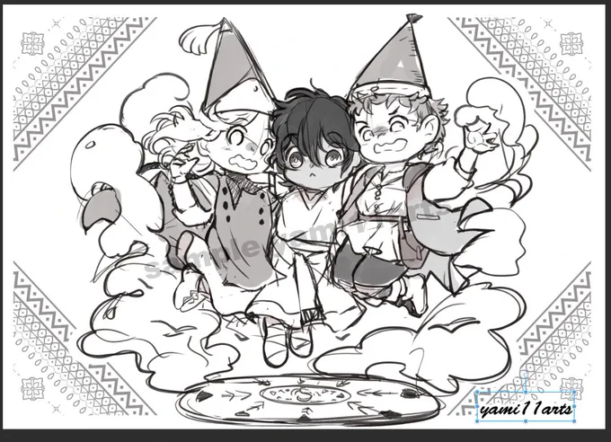 Working in other Witch Hat Atelier art, this time for acrylic stand of Coco, Custas and Tartah 

#witchhatatelier #Δ帽子 