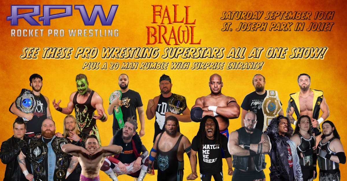 The BEST Midwest Wrestling Superstars...
ALL AT ONE SHOW...See you at St. Joseph Park in Joliet Illinois Saturday September 10th! Check out FULL CARD at: rocketprowrestling.com