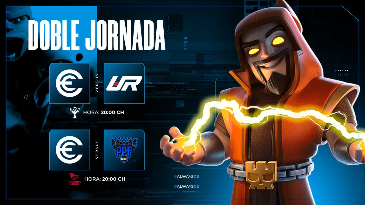 CE_eSportsGG's tweet image. • MATCHDAY | #CR

⚔️ Hoy vamos más que motivados para domar a 2 rivales de gran categoría en partidos simultáneos!

🏆 ⁦@AGMaster_League 
🆚 ⁦@UrbanEsportsRap
⏰ 20:00 🇨🇱
🎙️ @Recameca
📺 twitch.tv/recameca

🏆 ⁦@PhoenixL_CR
🆚 ⁦#TeamPPF
⏰ 20:00 🇨🇱

#AlwaysCE