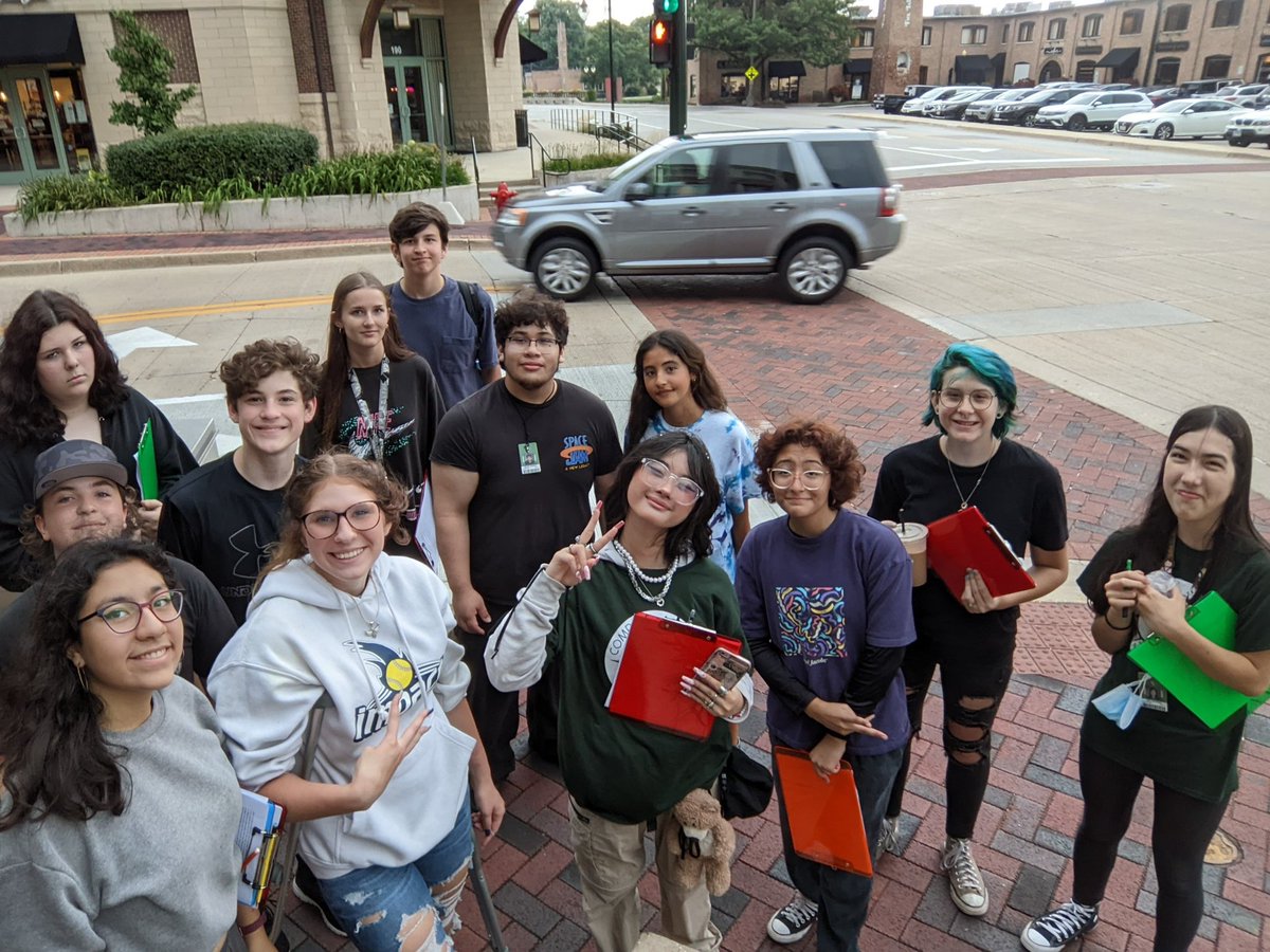 Compass Academy students in Public Speaking seminar practiced their extemporaneous speaking skills as they talked with business owners and community members today to gather data regarding STC community concerns. #authenticlearning @d303