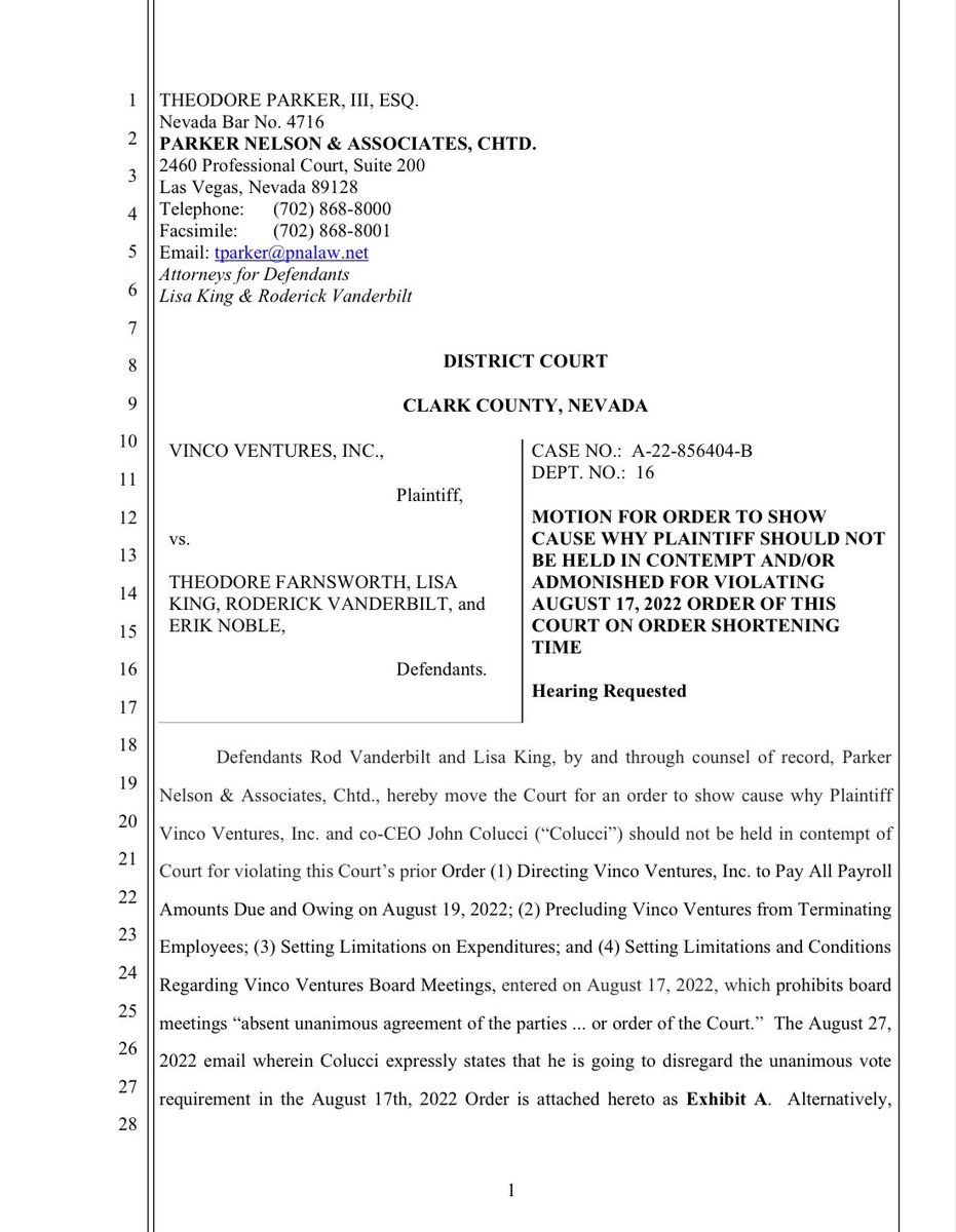 LauchlinB's tweet photo. $BBIG New motion filed today requesting John Colucci be found in contempt for violating the August 17th court order. @ZashGlobal @Aaron_5021 @LorneRoss3 @Martian_Samurai @In_GENIO_MEX @erikfinman @eriknoblewx @notBBIG @WarTimeCEO78 @Official_MrRic @TRUExDEMON https://t.co/eBaoNWIuB9