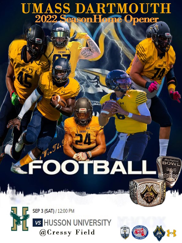 CoachRMcCormack's tweet photo. Home Opener for @CorsairFootball here @UMassD on Saturday September 3rd, 2022 at Noon at Cressy Field versus Husson University! #WinTheRep #UMASSD #2022Season @UMassDAthletics https://t.co/8nPleeObEu