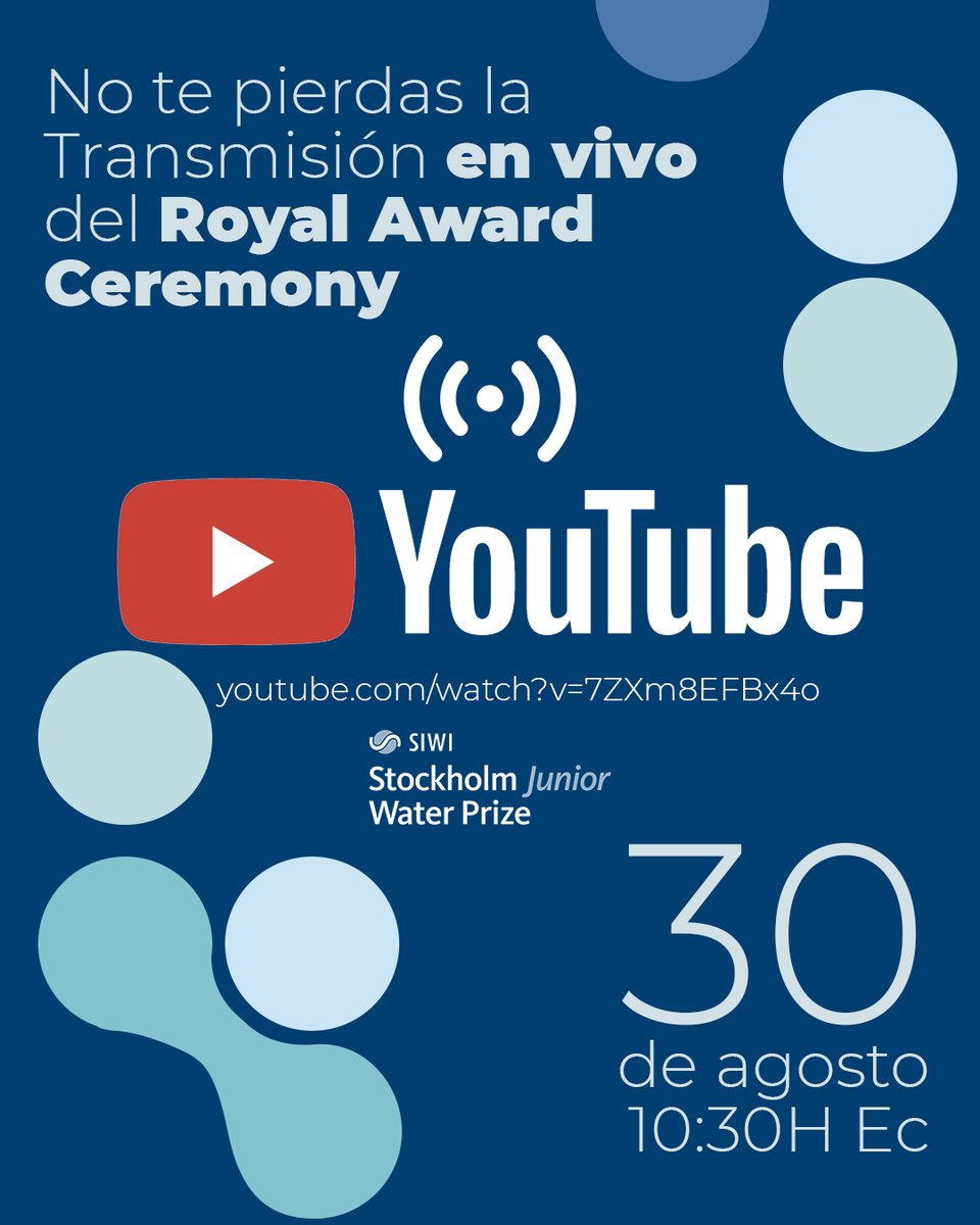 🥳 📺💦 No te pierdas mañana a las 10:30 AM (hora de Ecuador) la Ceremonia de Premiación Internacional que será presentada por la Princesa Heredera su majestad Victoria de Suecia. 👸

🔗Podrás ver su transmisión en vivo a través del siguiente link youtu.be/7ZXm8EFBx4o 🏆🇪🇨