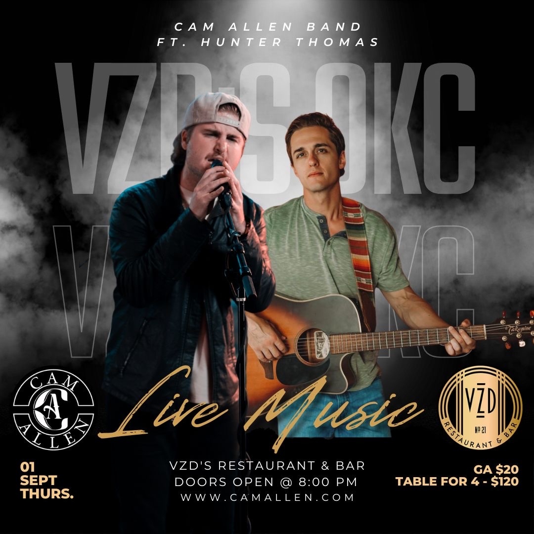 Cam Allen Band returns to VZD’s on Thursday 9/1! GA tix $20; tables $120 (includes entry and seating for 4!

eventbrite.com/e/cam-allen-ba…