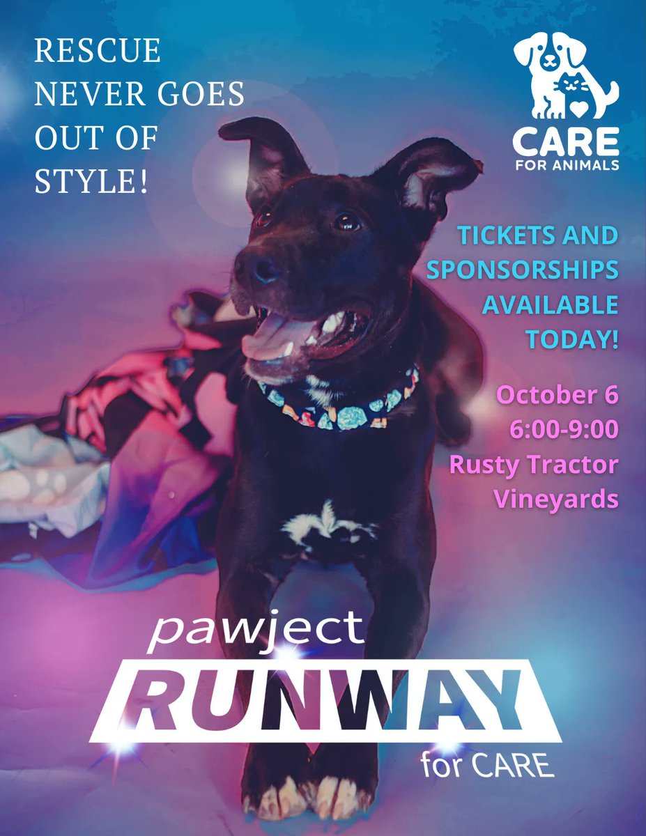 Click here to secure a seat at CARE for Animal's annual Paws on the Runway fundraiser: Pawject Runway!
eventbrite.com/e/paws-on-the-…
