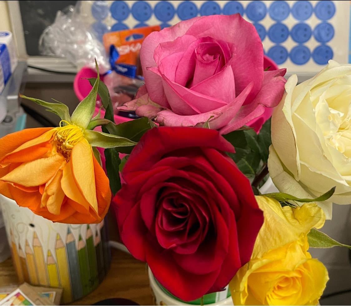 JillOPatrick's tweet photo. A beautiful bouquet flowers, supplies from parents/guardians, positive behaviors and students eager to learn. It was a good day in class.💐📓✏️🍎 @Scurlockbears
#SES #everyjourneyhasagreatstory #fourthgrade #scienceandmath 🔬🧫✖️➗ https://t.co/NlX6Aj2dx9