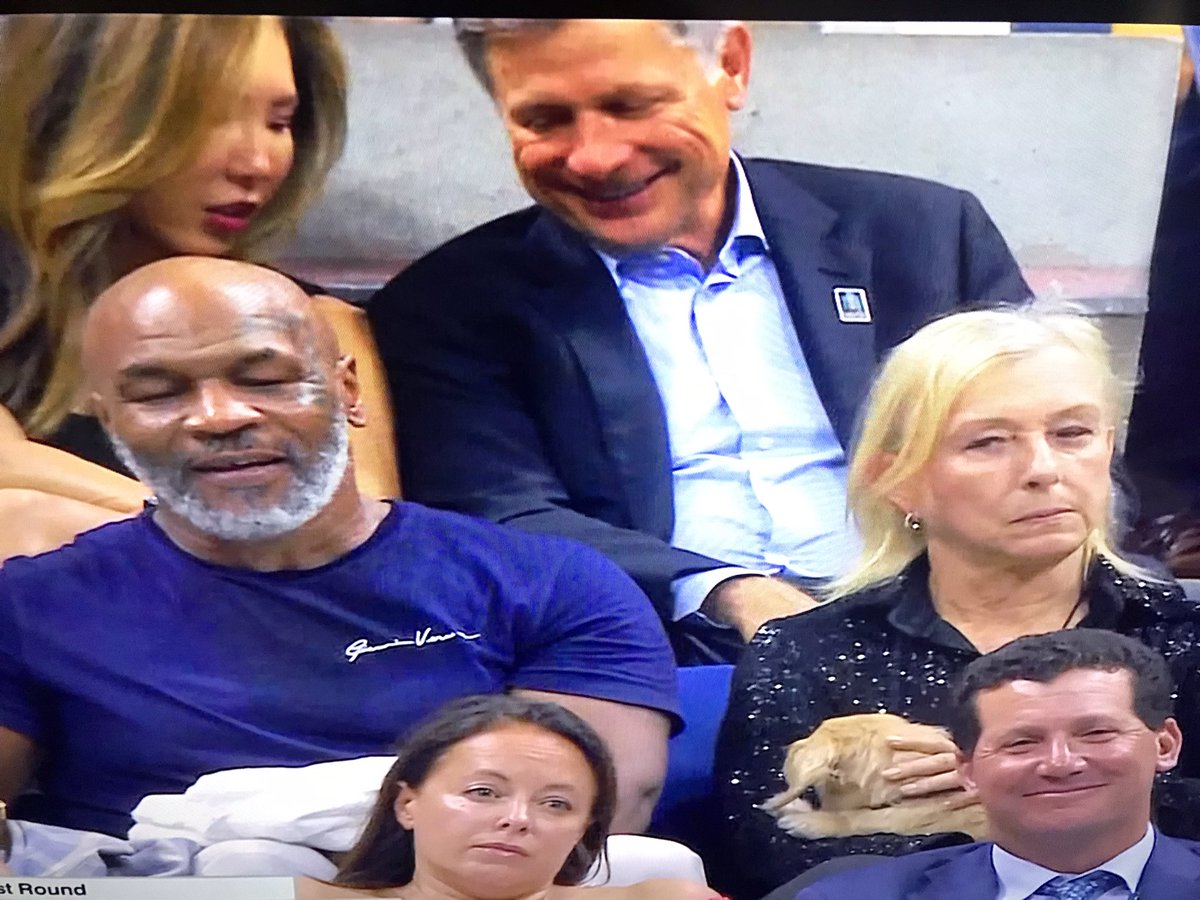 Are #miketyson and <a href="/Martina/">Martina Navratilova</a> tennis friends or did they just get seated together randomly at <a href="/serenawilliams/">Serena Williams</a> #USOpen2022 match?