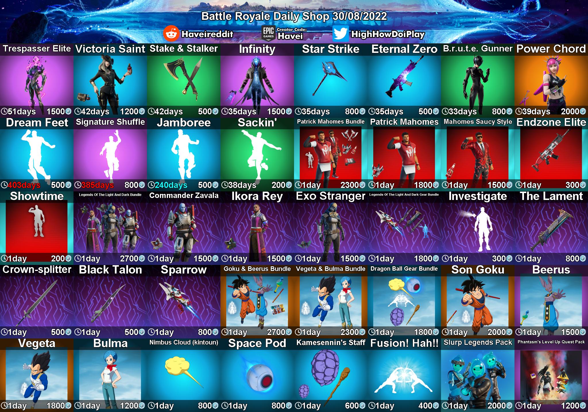 🦁Fortnite STW&BR LEAKS🦁 on Twitter: "Tienda de Battle Royale 29/08/22 - Battle Royale Store 29