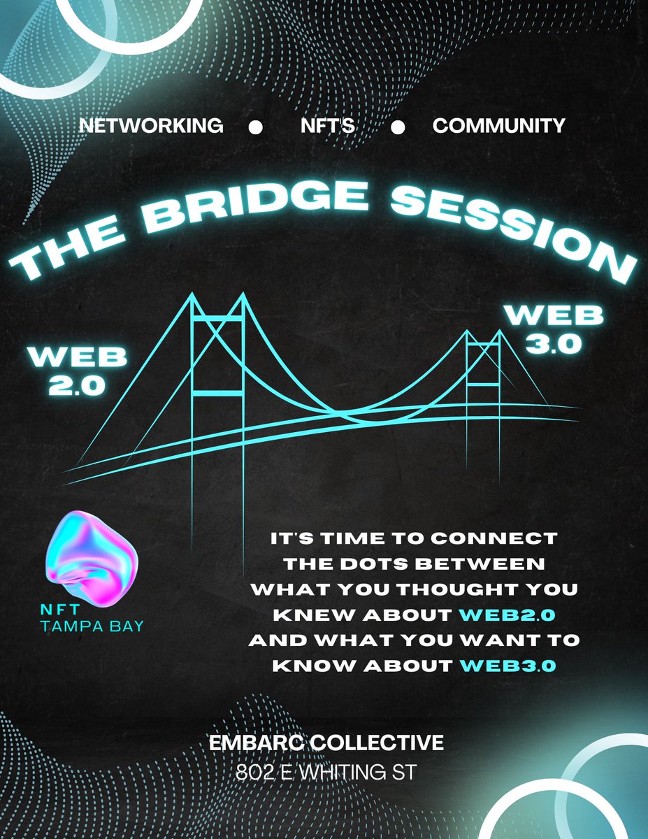 NFTTampaBay's tweet photo. Join us tomorrow night @EmbarcCollectiv as we discuss some surprising facts about the internet and Web3 that you might not know!!🖥🌐 https://t.co/XaUVJ5y5C3