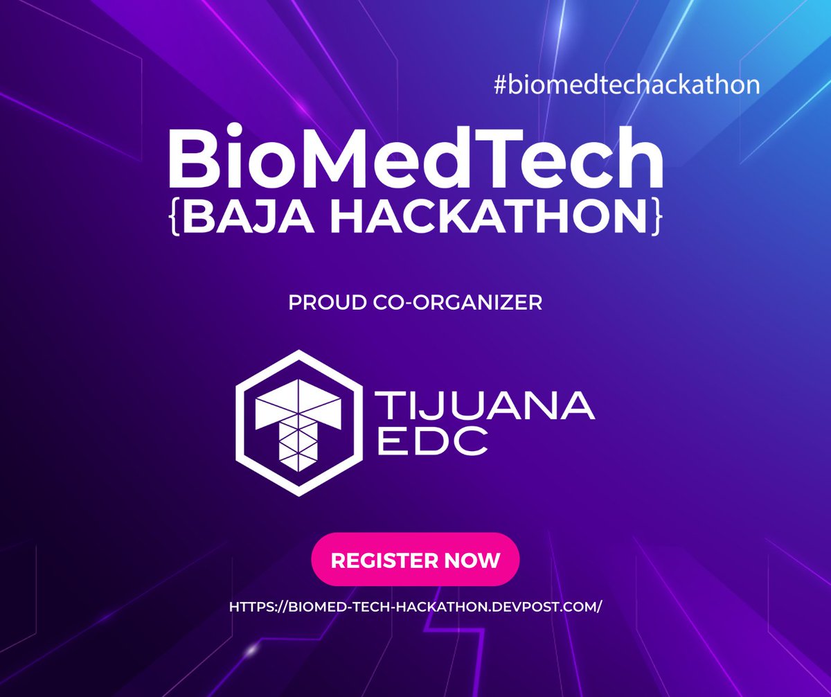 Tijuana Economic Development Corporation is a proud co-organizer of the first BioMedTech Baja Hackathon in Tijuana, September 9-11. This effort is only the beginning towards building the next generation of digital talent in the region. 

Register today! lnkd.in/gnEeCki6