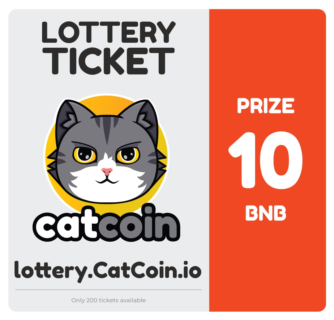 FreeCatcoin's tweet photo. The #Catcoin lotto is back! Tickets are 0.1 BNB each. 
Get yours here: https://t.co/rdzfz7KaNW https://t.co/yZk8hM7icK