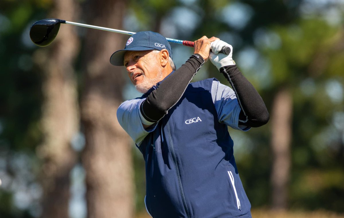 AllenPeake's tweet photo. Georgia Senior golf's version of the "Fab Five" - Rusty Strawn, Bob Royak, Billy Mitchell, Jack Larkin and Doug Hanzel - all advance to the round of 32 at the @USGA #USSeniorAm Pulling for one of these boys to bring  the championship back home to Georgia! @GSGA #GoGetIt https://t.co/vR99Q7TuxY