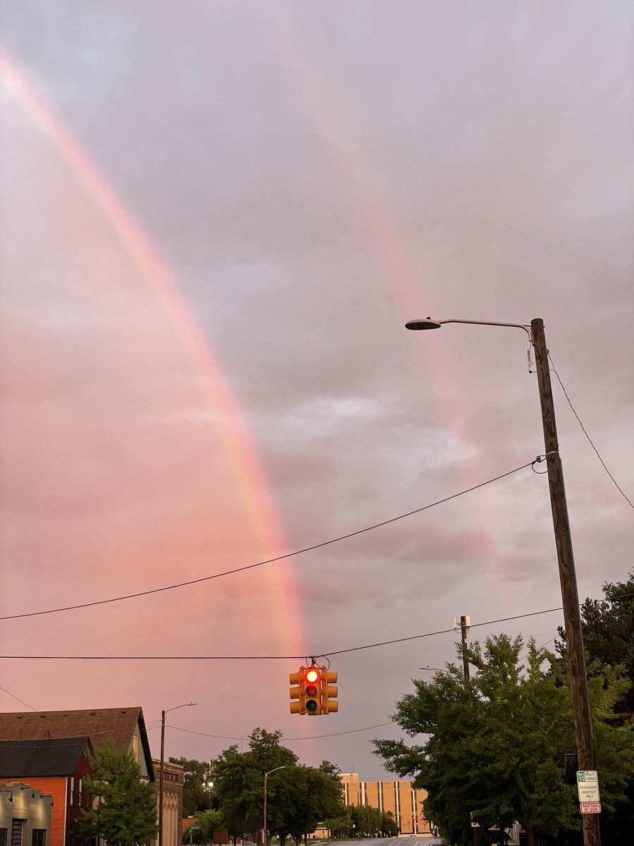 13protons's tweet photo. Double rainbow in Corktown just before sunset. Pretty stunning to see over the city. https://t.co/uPM05QBcu6