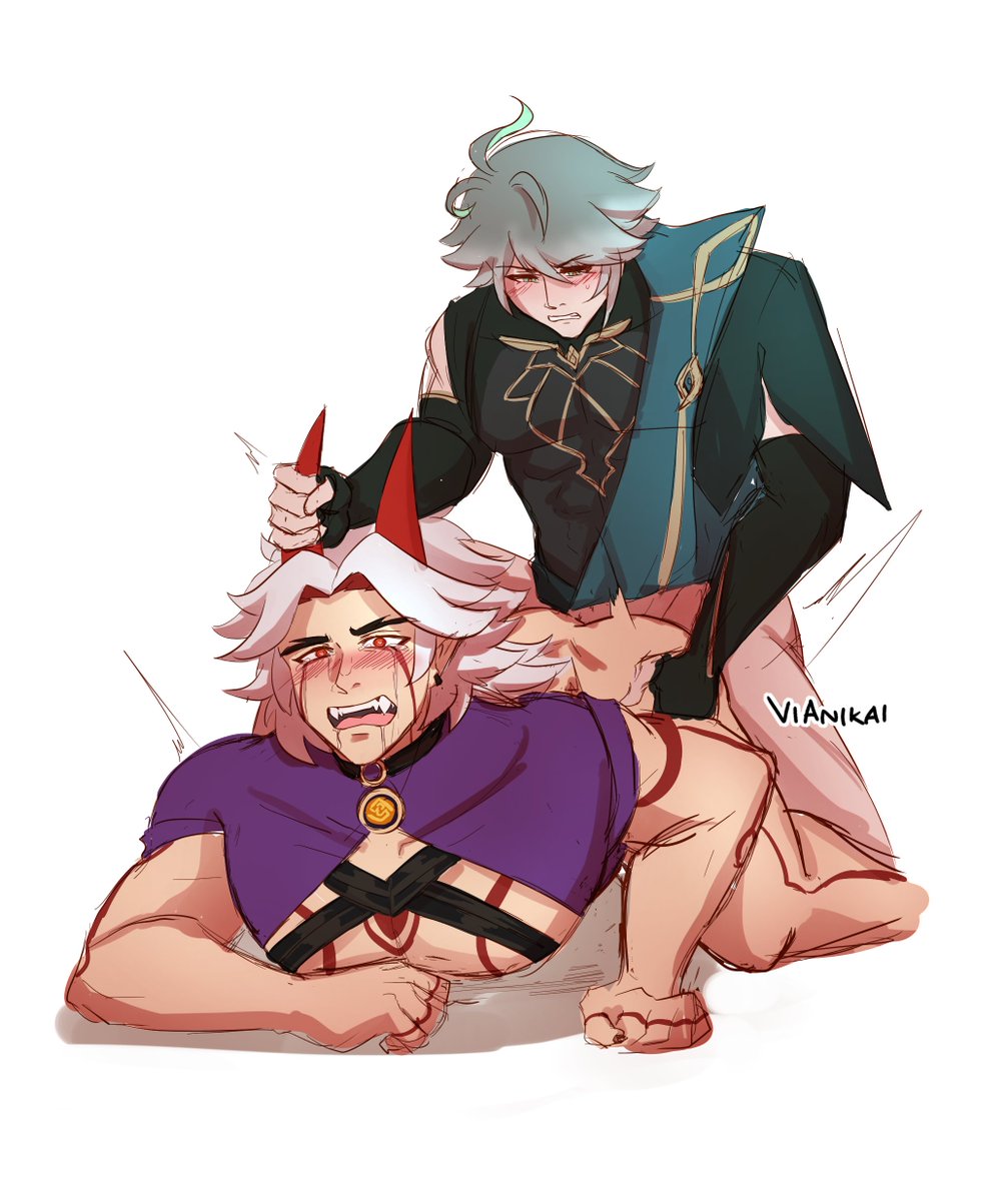 ViAnikai's tweet photo. I break my hiatus for this. Anyway buff boys #alhaitham #aratakiitto #nsfw https://t.co/Cn1h8CqjCp