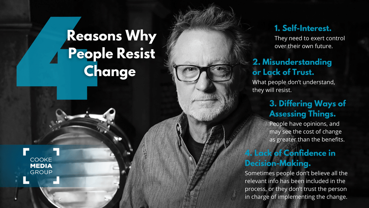 CookeMediaGroup's tweet photo. Most people struggle with change, so you need to figure out where they’re uncomfortable. If you know WHY they’re fighting change you've already won half the battle.
#philstips #creativeleadership https://t.co/XZziP1s9iT