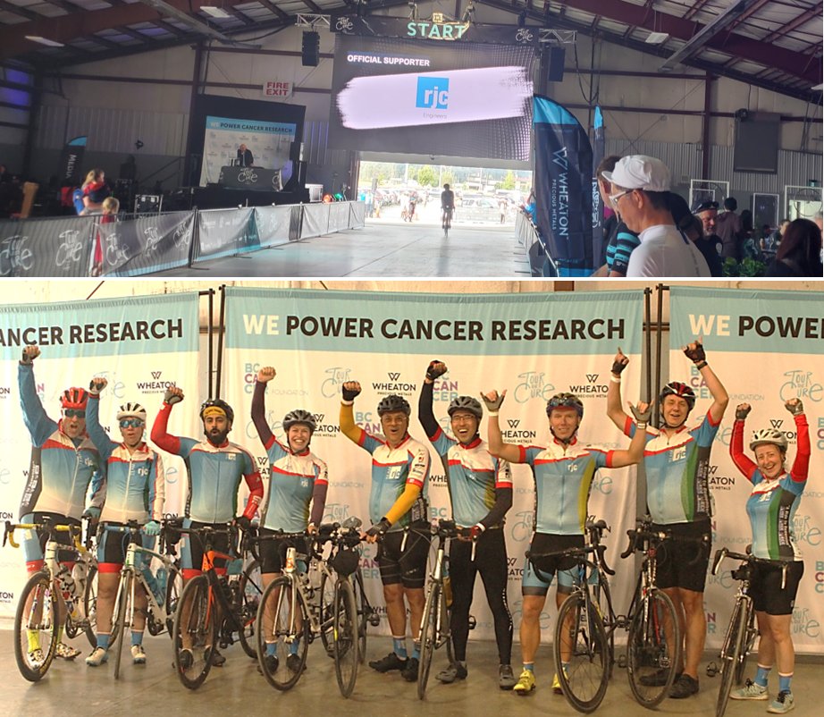 RJC_Engineers's tweet photo. Team RJC rode in the @TourdeCureBC raising $93,280 for @bccancerfdn. 
RJC was Top 12 for team fundraising with @RogerSteers a Top Ten individual fundraiser! 
We did a lot this summer: https://t.co/aBWmb8lzpy        
Until next year!
#CancerResearch #teamrjc 
🚴‍♀️🚵‍♂️🚴 https://t.co/Ghd2aZ3HP5